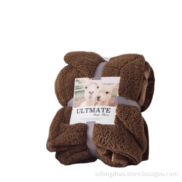 luxury fur double layer flannel big sherpa throw blanket for winter